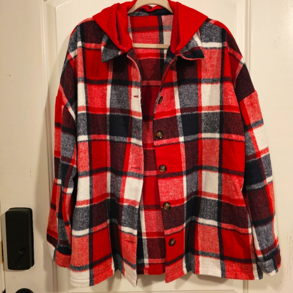 Womens Red and White Flannel size Large